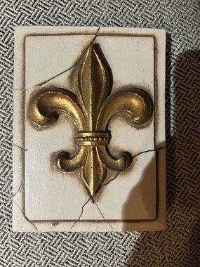 Sid Dickens Gold Fleur-de-Lis Memory Block Signed